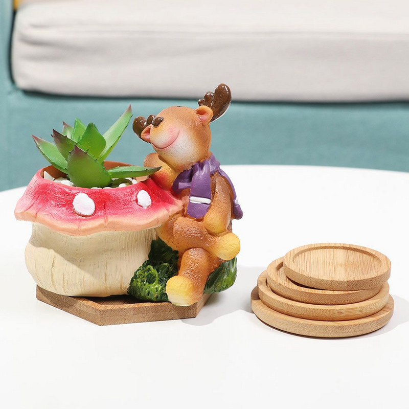 Vazonų stovas sukulentai Bonsai laikiklis Sodo reikmenys Bambuko medinis padėklas Apvalus kvadratinis vazono pagrindas šešiakampis stačiakampis