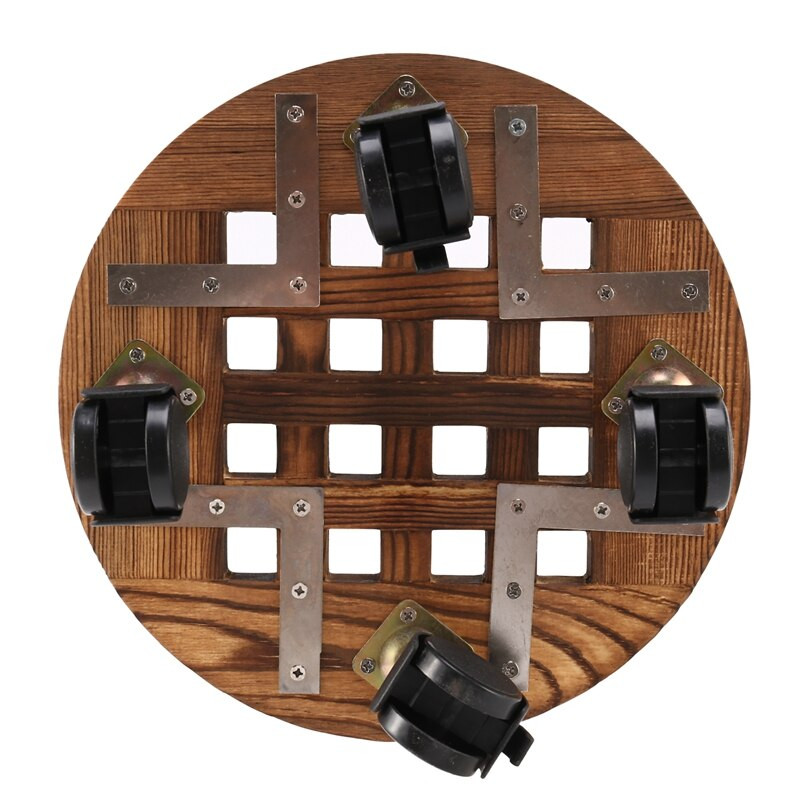 25 cm medinis gėlių vazonas, nuimamas padėklas, augalo laikiklio stovas su ratukais sodintuvo gėlių vazonų perkėlimo vežimėlio lėkštė