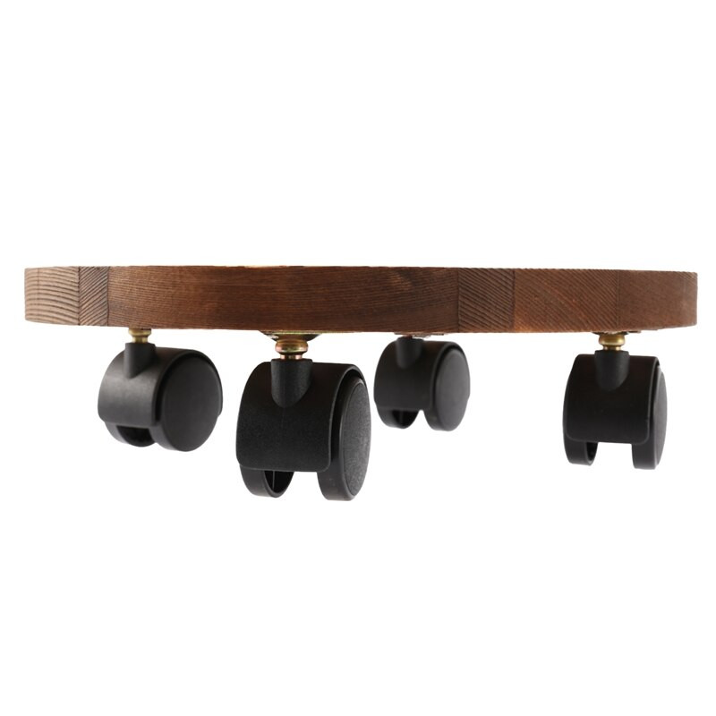 25 cm medinis gėlių vazonas, nuimamas padėklas, augalo laikiklio stovas su ratukais sodintuvo gėlių vazonų perkėlimo vežimėlio lėkštė