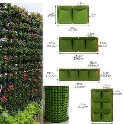 Επιτοίχιες τσάντες φύτευσης Τσέπες Green Grow Bag Planter Vertical Garden Vegetable Living Bonsai Bag Flower Home Supply