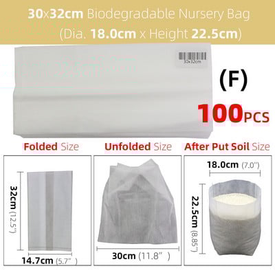 50/100 db vastag faiskolai táska Biológiailag lebomló szövetből termesztő zsák palánta cserép Kerti ültetés termesztőtasak Levegőztető környezetbarát táska