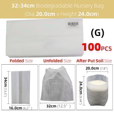 50/100 db vastag faiskolai táska Biológiailag lebomló szövetből termesztő zsák palánta cserép Kerti ültetés termesztőtasak Levegőztető környezetbarát táska