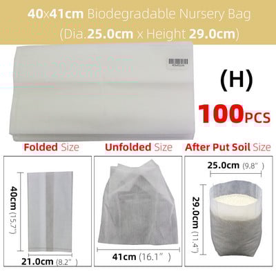 50/100 db vastag faiskolai táska Biológiailag lebomló szövetből termesztő zsák palánta cserép Kerti ültetés termesztőtasak Levegőztető környezetbarát táska