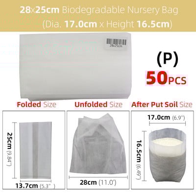 50/100 db vastag faiskolai táska Biológiailag lebomló szövetből termesztő zsák palánta cserép Kerti ültetés termesztőtasak Levegőztető környezetbarát táska