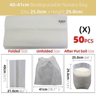 50/100 db vastag faiskolai táska Biológiailag lebomló szövetből termesztő zsák palánta cserép Kerti ültetés termesztőtasak Levegőztető környezetbarát táska