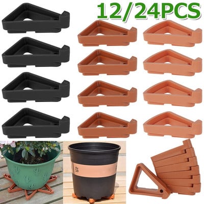 24/12PcsFlower Pot Foet Stand Invisible Risers Toes Lifters Triangle Garden Supplies Invisible Pot Lifters Indoor Outdoor Plant