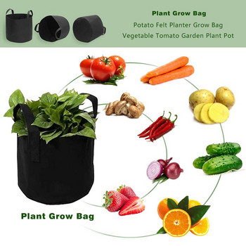 5/10Pcs 3/7/10 Gallon Grow Bags Felt Grow Bag Gardening Fabric Grow Pot Vegetable Growing Planter Garden Flower Planting Pot