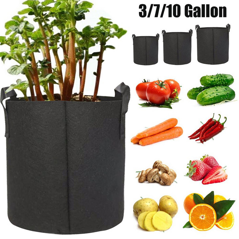 5/10 db 3/7/10 gallon termesztőtáska Filc termesztőtáska Kertészeti szövet termesztő edény Zöldségtermesztő ültetőgép Kerti virágültető cserepek