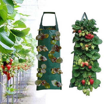 Висяща чанта за отглеждане на ягоди Саксии за цветя Вертикални градински Саксии за засаждане на зеленчуци Вътрешни външни градински аксесоари