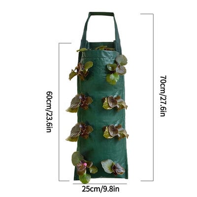 Sac de cultivare agățat Ghive de jardinier de flori de căpșuni Ghive de plantat de legume de grădină verticală Accesorii de grădină de interior în aer liber