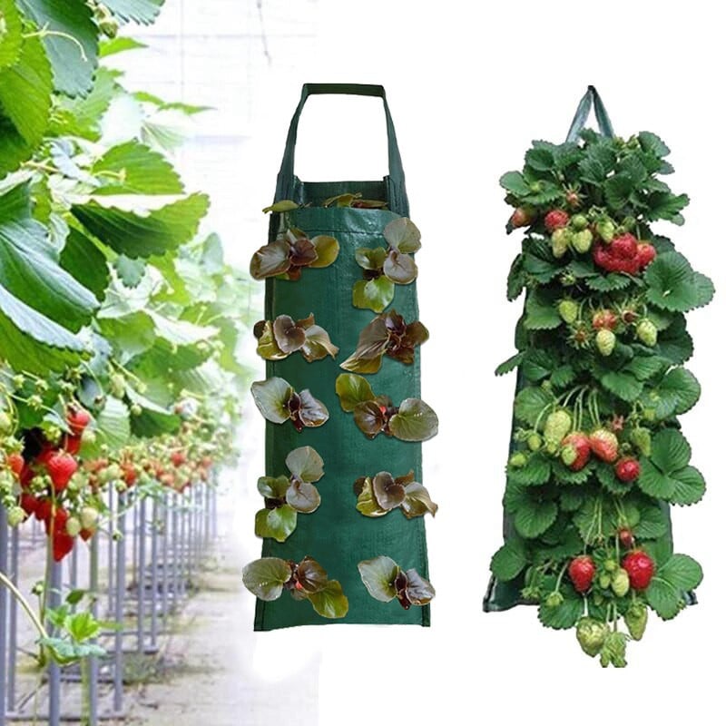 Sac de cultivare agățat Ghive de jardinier de flori de căpșuni Ghive de plantat de legume de grădină verticală Accesorii de grădină de interior în aer liber