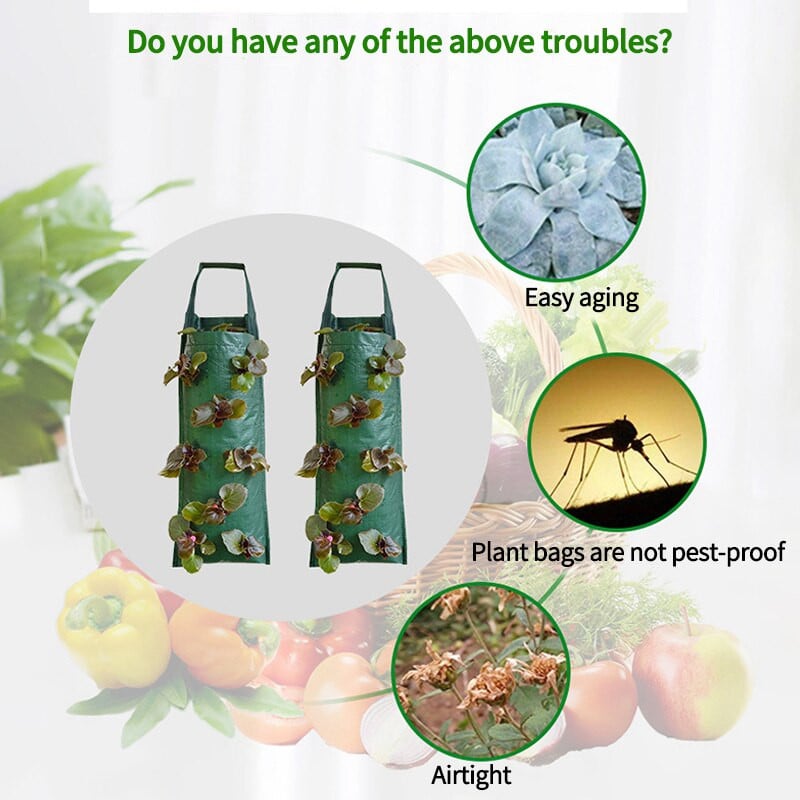 Sac de cultivare agățat Ghive de jardinier de flori de căpșuni Ghive de plantat de legume de grădină verticală Accesorii de grădină de interior în aer liber