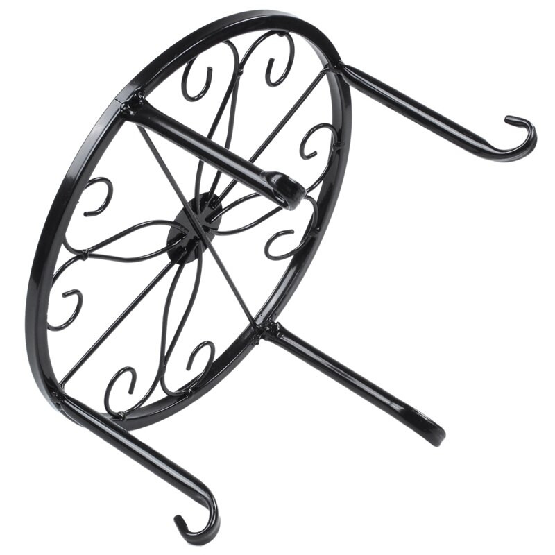 Suport pentru plante în ghiveci de 12 inch, set de 2, ghiveci forjat artistic Trivet, suport pentru ghiveci din fier solid, suport decorativ pentru ghiveci de grădină, negru