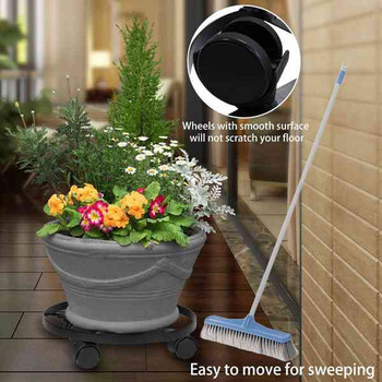 Метална стойка за саксии за растения Количка Caddy на колела Вътрешни външни инструменти за дома и градината (2 пакета)