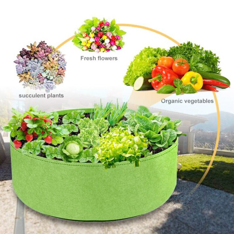 ÚJ kerti ágy Kerek ültetési konténer Növesztő táskák Légáteresztő filc szövet ültető edény jardinhoz Függőleges növények faiskolai edény
