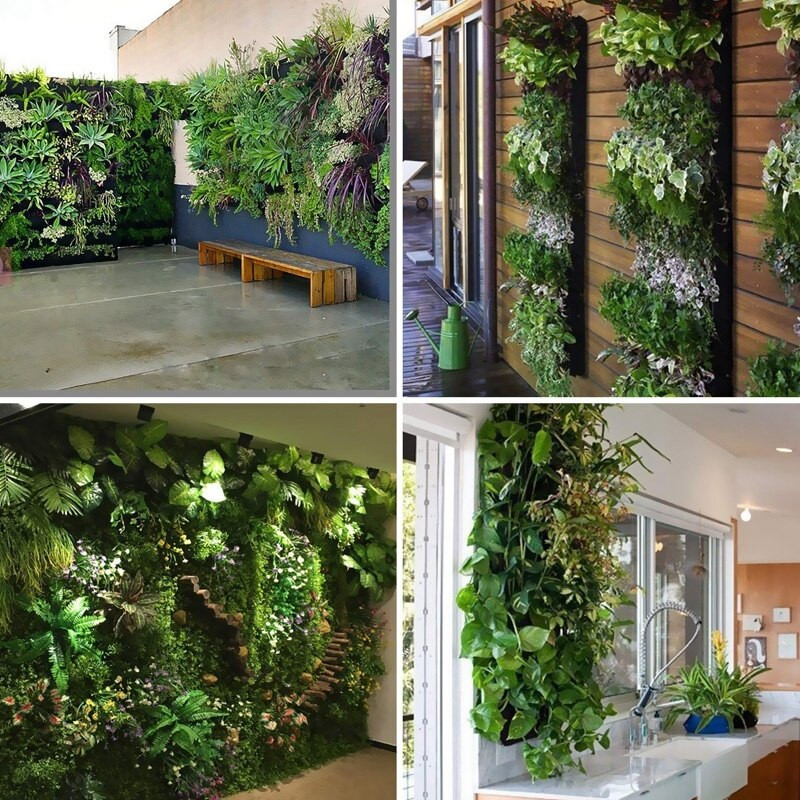 6 kišeninis vertikalus pakabinamas sodo vazonas Gėlių vazonų išdėstymas Vandeniui atsparus sieninis pakabinamas vazono krepšys, skirtas naudoti lauke