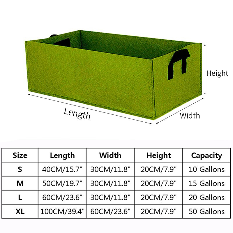 Stačiakampis sodinimo vazonas medelynui Lauko sodo auginimo maišeliai sutirštintas veltinis daržovių šiltnamio sodinimo konteineris didelis augalų vazonas