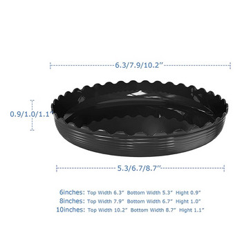 6 опаковки пластмасова черна чинийка с кръгли вълни за растения, саксия за цветя, тава за отцеждане, контейнер за градина и външно растение