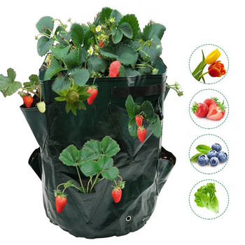 Чанта за засаждане на градински ягоди с множество джобове 5/7/10 галона Чанти за отглеждане на картофи и домати за билки, цветя, балкони, сеялка за плодове