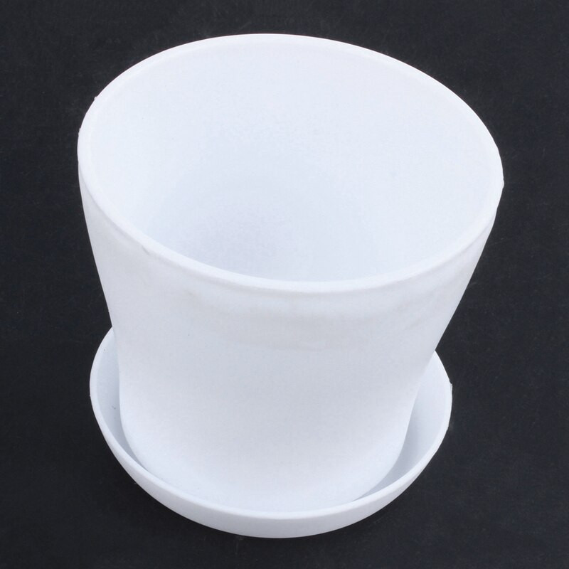 2 vnt. plastikinių augalų gėlių vazonų sodintuvas su lėkšte, apvalus blizgus namų sodo dekoras, baltas viršutinis kalibras - 10 cm / 3,94 colio ir 1