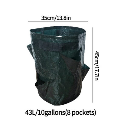 Kerti termesztőtáska Többportos zöldségültető táska Eper Paradicsom virágos cserep növényhez 5/7/10 gallon ültetőgép újrafelhasználható