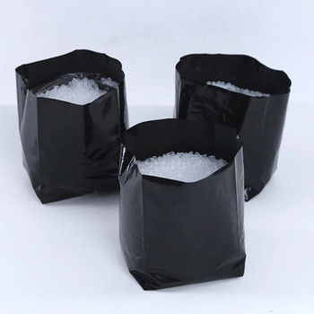 100 бр. Тънки полиетиленови пластмасови торбички за разсадници Чанти за отглеждане на растения Платнени саксии за разсад с дишащи отвори за домашно земеделие Градински консумативи