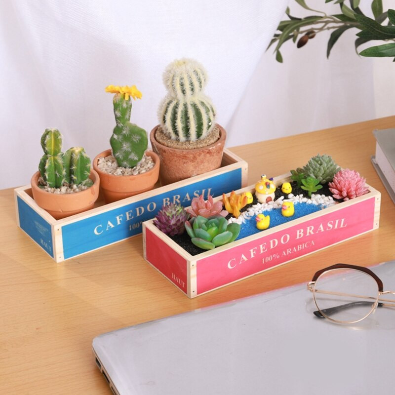 etro Jardinier de flori de grădină din lemn, ghiveci suculent respirabil, dreptunghiular, cutii de afișare pentru plante, birou, case decorative, N1HF