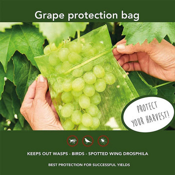 50 бр. Чанти за защита от грозде Предотвратяване на торбички за мрежи за плодове и зеленчуци с шнур против птици Мрежа за влага и насекоми за селскостопански N7L0