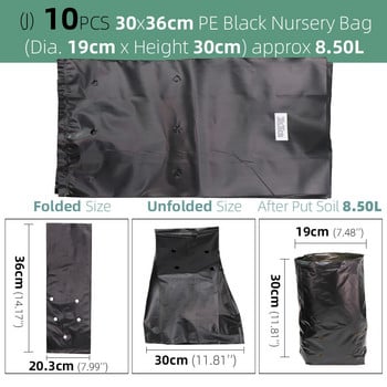 RBCFHI PE Екологични черни пластмасови дишащи анти-UV чанти за разсадници Земеделие Градинарство Отглеждане на разсад Торби за почва за отглеждане
