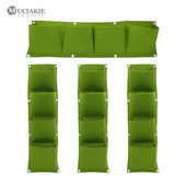 MUCIAKIE Geantă de plantare verticală, cu 4 buzunare, agățată pe perete verde, saci de cultivare a plantelor de grădină, saci de cultivare a peretelui de acasă, consumabile pentru casă