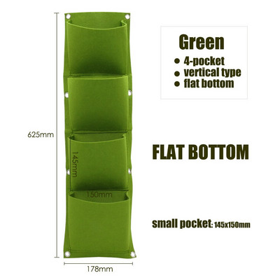MUCIAKIE Geantă de plantare verticală, cu 4 buzunare, agățată pe perete verde, saci de cultivare a plantelor de grădină, saci de cultivare a peretelui de acasă, consumabile pentru casă