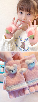 Mănuși de iarnă pentru fete cu aplicație