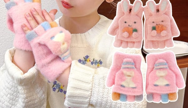 Mănuși de iarnă pentru fete cu aplicație