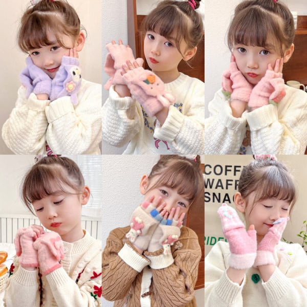 Mănuși de iarnă pentru fete cu aplicație