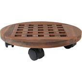 2X 25 cm-es fa virágcserép kivehető tálcás növénytartó állvány kerekekkel, virágtartó virágcserepek edénymozgató kocsi tányér