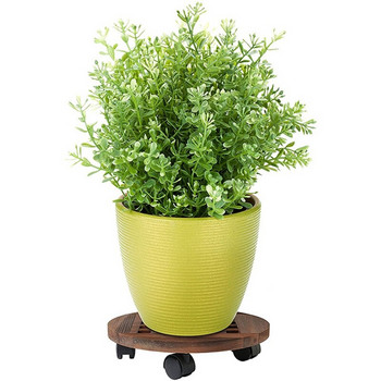 2X 25cm Ξύλινη γλάστρα Αφαιρούμενος δίσκος Βάση βάσης για φυτά με ρόδες Planter Flowers Pot Mover Πιάτο τρόλεϊ