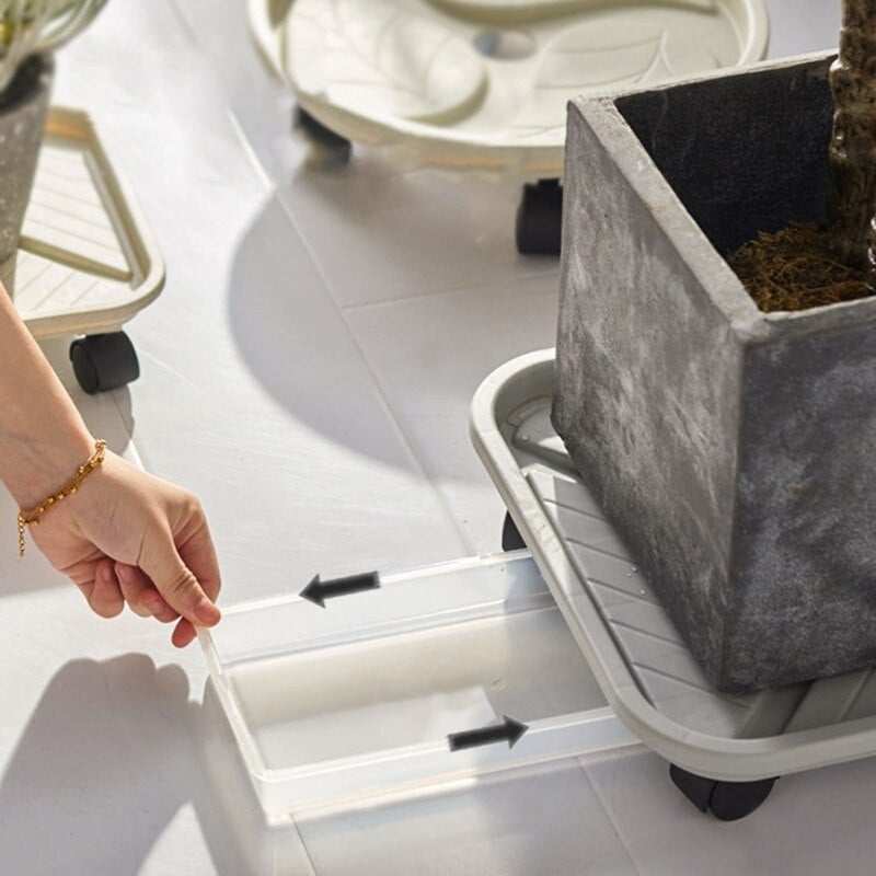 Gėlių vazonų padėklas su ritinėliais Drenažo padėklas Apvalus/kvadratinis plastikinis padėklas sodo augalams Vazonas Sunkus augalas Vazonų laikiklis