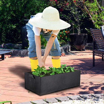 Τσάντα Felt Grow Ορθογώνιο Γλάστρα φυτωρίου φυτώριο Γλάστρα υπαίθριου κήπου Τσάντα φύτευσης λουλουδιών με χερούλι Δοχείο πατάτας ντομάτας