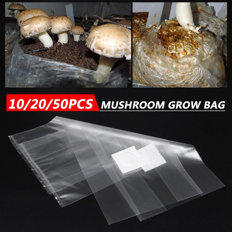 10/20/50 DB Gombatörzs termesztő táska Ehető gomba termesztő táska Kertészeti ültető táska PVC baktériumokkal lélegző táska