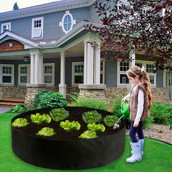 Υφασμάτινο Υπερυψωμένο Κρεβάτι Κήπου 50 Γαλόνια Στρογγυλό Δοχείο Φύτευσης Grow Bags Αναπνεύσιμο Felt Fabric Planter Pot for Plants Nursery Pot