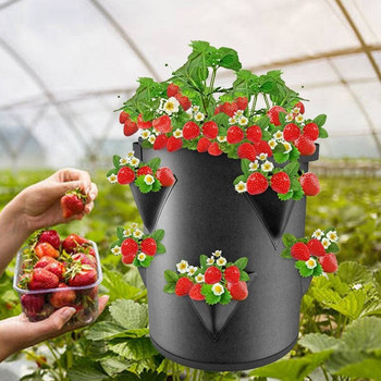 Многоустна чанта за отглеждане на ягоди, торбички за засаждане на домати, градини за многократна употреба, балкони, сеялка за цветя, билки, градински консумативи