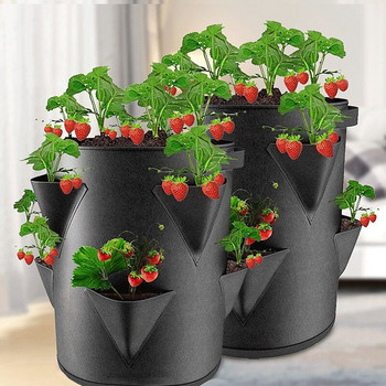 Многоустна чанта за отглеждане на ягоди, торбички за засаждане на домати, градини за многократна употреба, балкони, сеялка за цветя, билки, градински консумативи