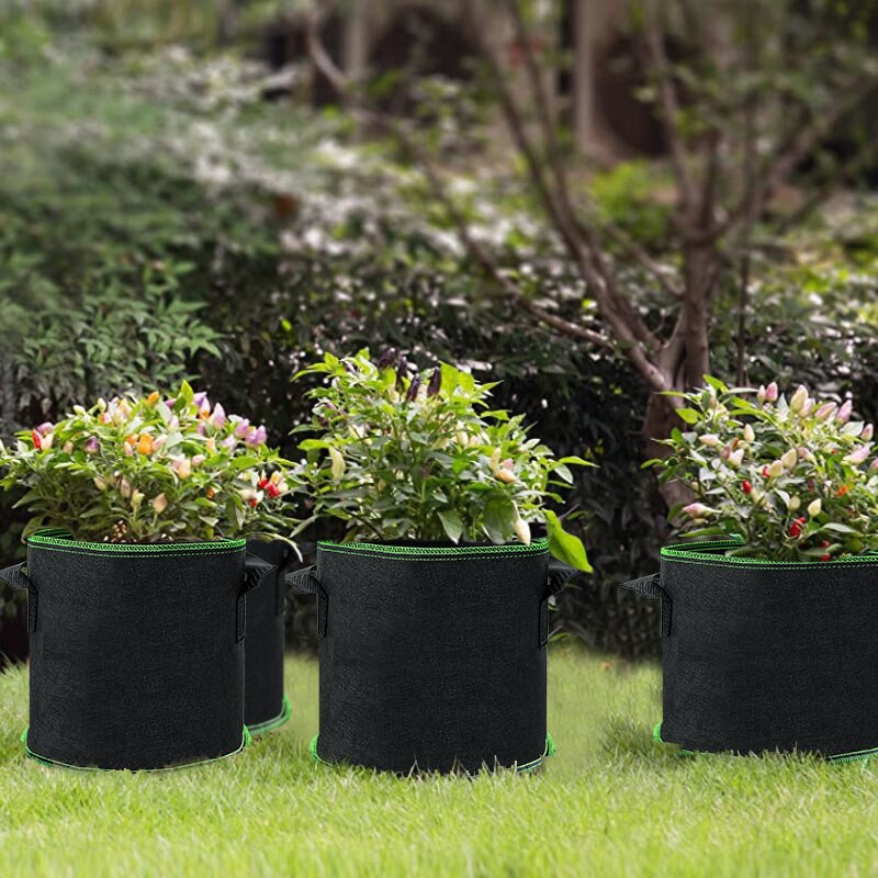 2/3/5/7/10 галона цветни растения торби за отглеждане засаждане на картофи домати плат контейнер саксии за зеленчуци чанта домашна градина декор
