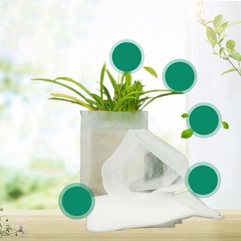 100 bucăți saci de pepinieră nețesute degradabile, ghivece pentru creșterea răsadurilor, consumabile pentru grădinărit