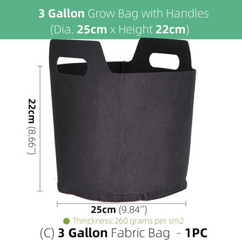 RBCFHI 1/2/3 галона чанти за отглеждане от черен плат с дръжки Домашна градина Засаждане на цветя Саксии Дишаща торбичка Контейнер за корени Отглеждане