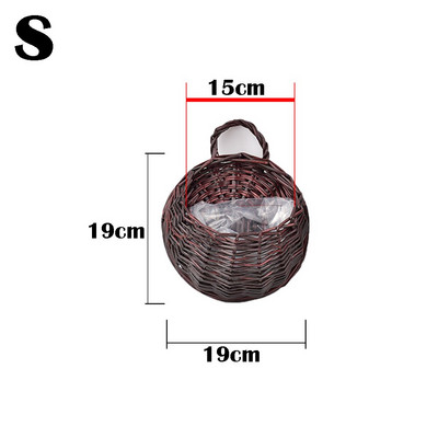 Gėlių sodintuvo sieninis pakabinamas pinti rattam krepšelis sodo vynmedžių vazoninių augalų laikiklis