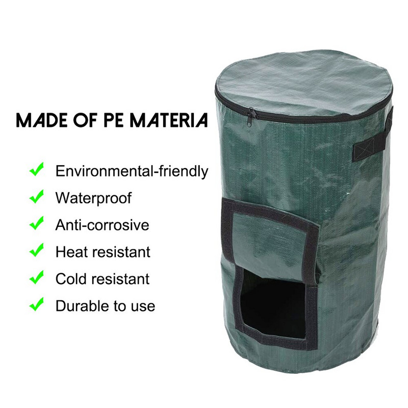 Sulankstomas sodo komposto maišas Kompostavimo maišas Ekologiškas organinių fermentinių atliekų surinkėjas šiukšlių maišai