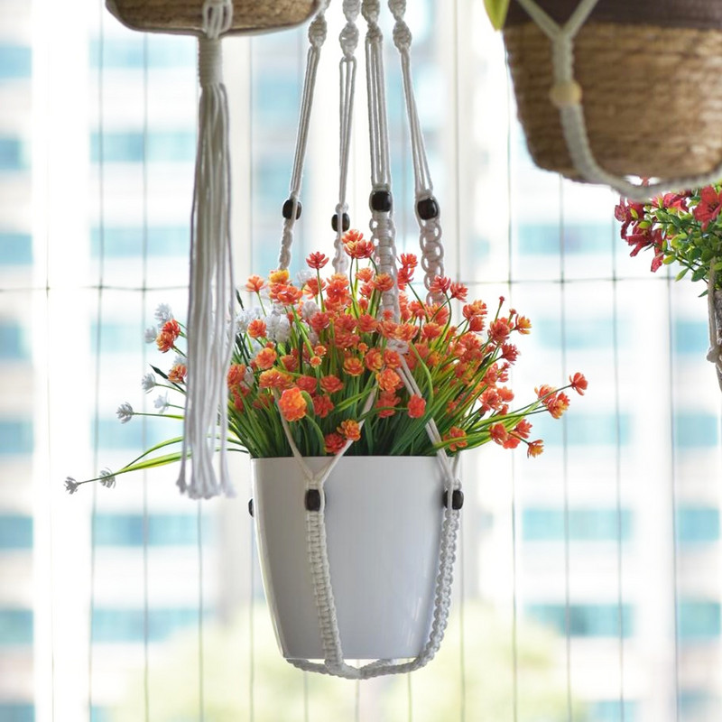 Hot Sales 100%-ban kézzel készített makramé növényi vállfa virág / cserép akasztó fali dekorációhoz Countyard Garden
