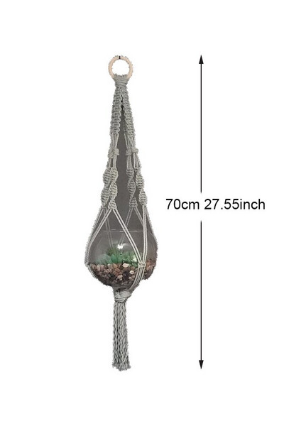Suport pentru plante Boho macrame colorat, țesut manual, 100% bumbac, cuier pentru ghiveci, coș suspendat pentru plante de interior Bonsai Decor