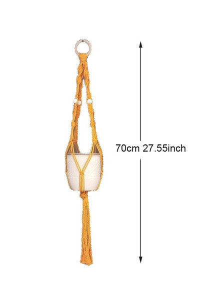 Suport pentru plante Boho macrame colorat, țesut manual, 100% bumbac, cuier pentru ghiveci, coș suspendat pentru plante de interior Bonsai Decor